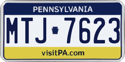 PA license plate MTJ7623