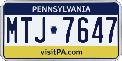 PA license plate MTJ7647