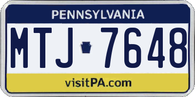 PA license plate MTJ7648