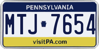 PA license plate MTJ7654