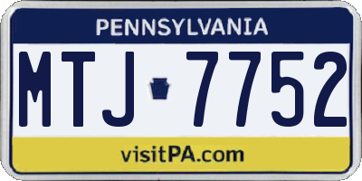 PA license plate MTJ7752