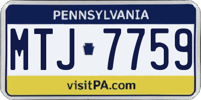 PA license plate MTJ7759