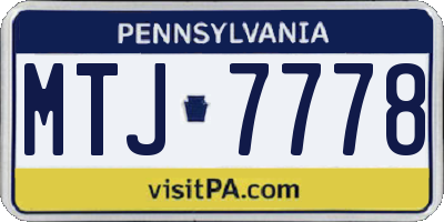 PA license plate MTJ7778