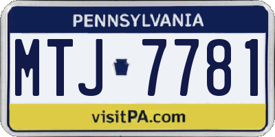 PA license plate MTJ7781