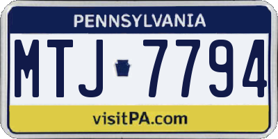PA license plate MTJ7794