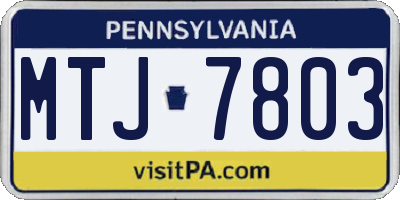 PA license plate MTJ7803