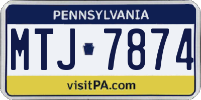 PA license plate MTJ7874