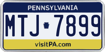 PA license plate MTJ7899