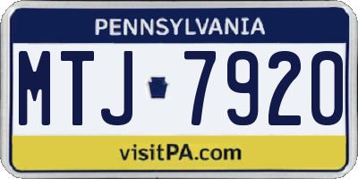 PA license plate MTJ7920