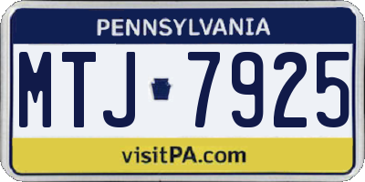 PA license plate MTJ7925