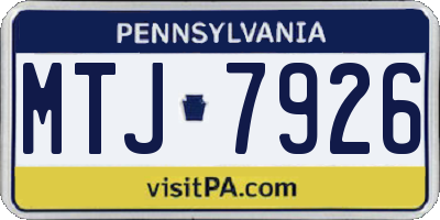 PA license plate MTJ7926