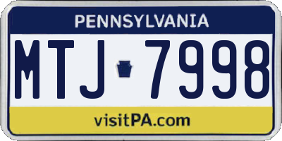 PA license plate MTJ7998