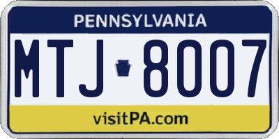 PA license plate MTJ8007