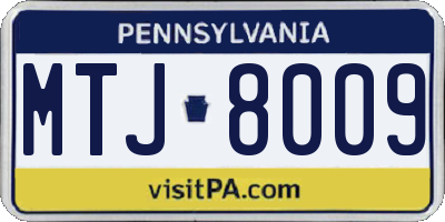 PA license plate MTJ8009