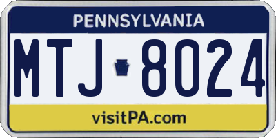 PA license plate MTJ8024
