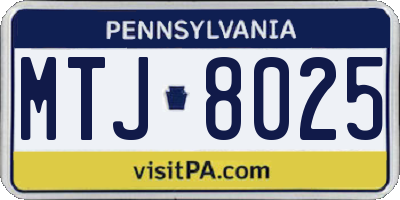 PA license plate MTJ8025