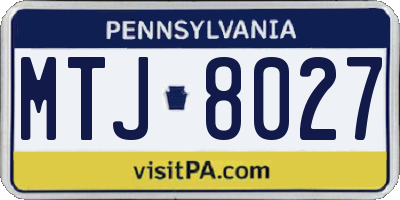 PA license plate MTJ8027
