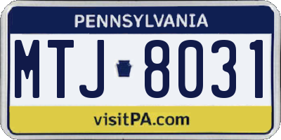 PA license plate MTJ8031