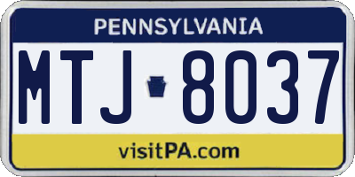 PA license plate MTJ8037