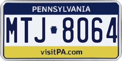 PA license plate MTJ8064