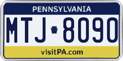 PA license plate MTJ8090