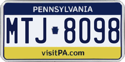 PA license plate MTJ8098