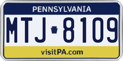 PA license plate MTJ8109