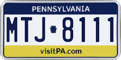 PA license plate MTJ8111