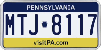 PA license plate MTJ8117