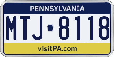 PA license plate MTJ8118