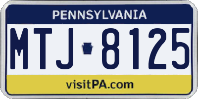 PA license plate MTJ8125