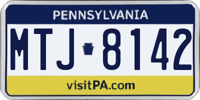 PA license plate MTJ8142