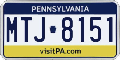 PA license plate MTJ8151