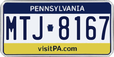 PA license plate MTJ8167