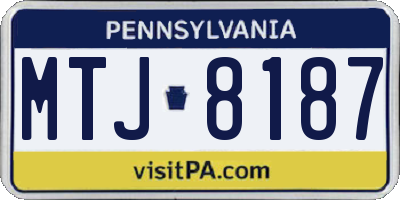 PA license plate MTJ8187