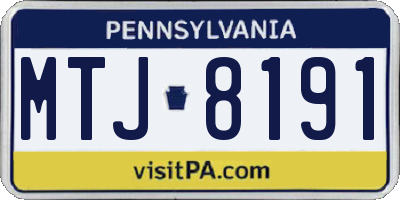 PA license plate MTJ8191