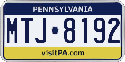 PA license plate MTJ8192