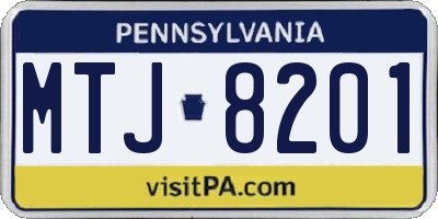 PA license plate MTJ8201