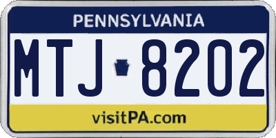 PA license plate MTJ8202