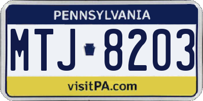 PA license plate MTJ8203