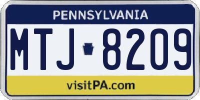 PA license plate MTJ8209