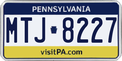 PA license plate MTJ8227