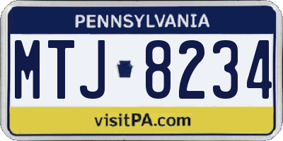 PA license plate MTJ8234