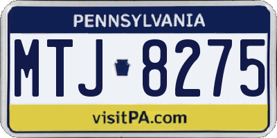 PA license plate MTJ8275