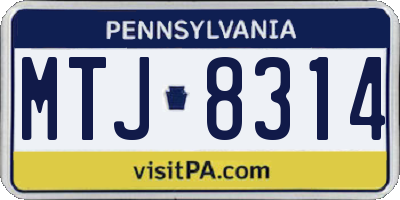 PA license plate MTJ8314