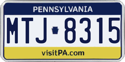 PA license plate MTJ8315