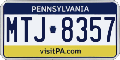 PA license plate MTJ8357