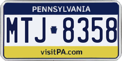 PA license plate MTJ8358