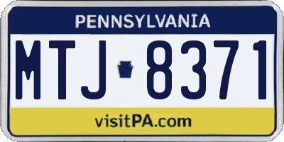 PA license plate MTJ8371