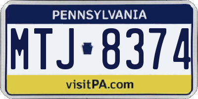PA license plate MTJ8374